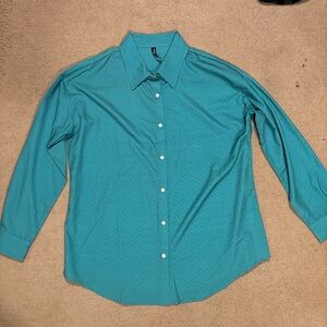 Teal Button-Up Women's Top